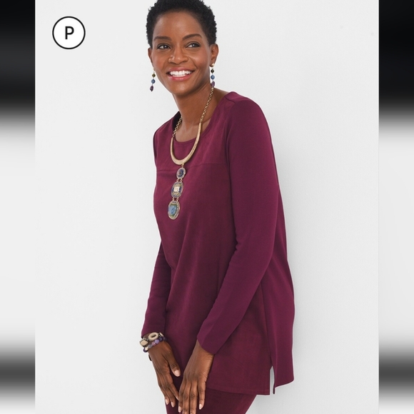 Chico's Petite Ponte Sueded Front Top Size Large Petite - Picture 1 of 6